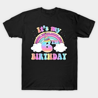 I'M 6 Years Old It'S My 6Th Birthday Tie Dye Rainbow Kids T-Shirt